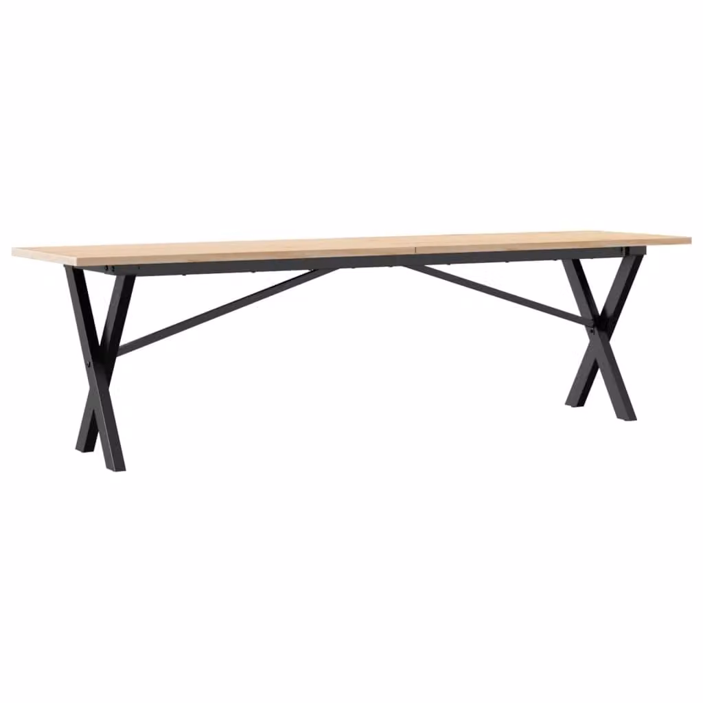 Tavolino Salotto Telaio a X 160x40x45 cm Legno Pino e Acciaio