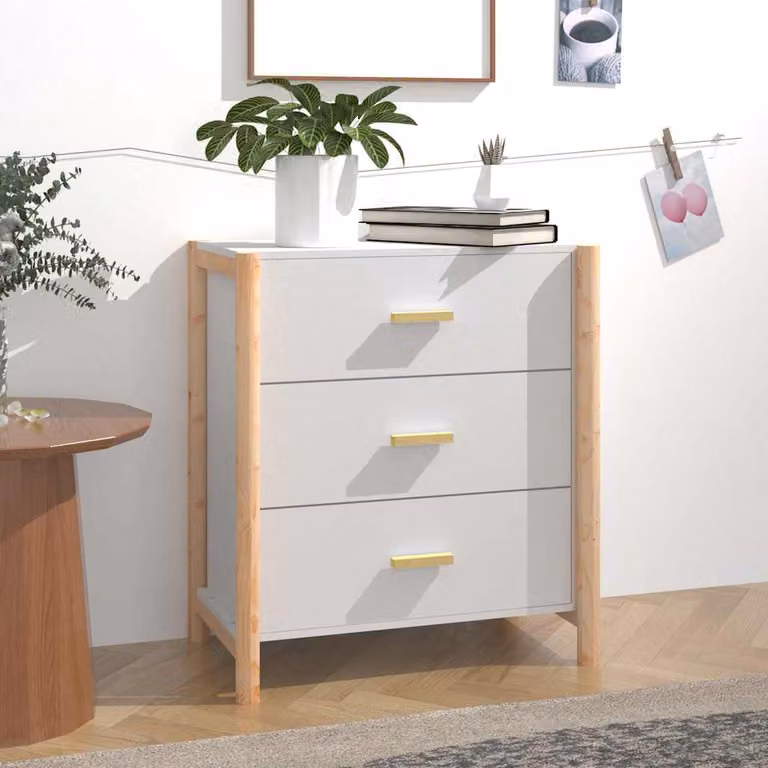 Credenza bianca vidaXL in legno e MDF da appendere al muro L: 62 cm, P: 38 cm, H: 70 cm