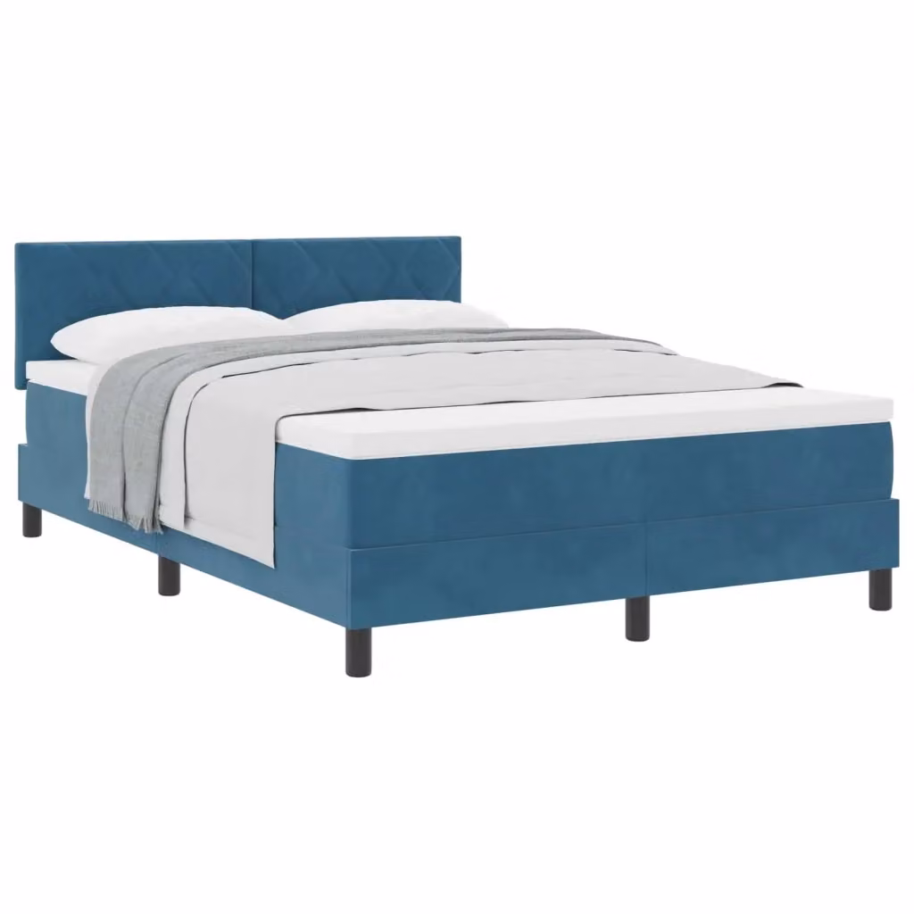 Letto moderno con testiera in velluto blu vidaXL L 140 x P 190 cm – 2