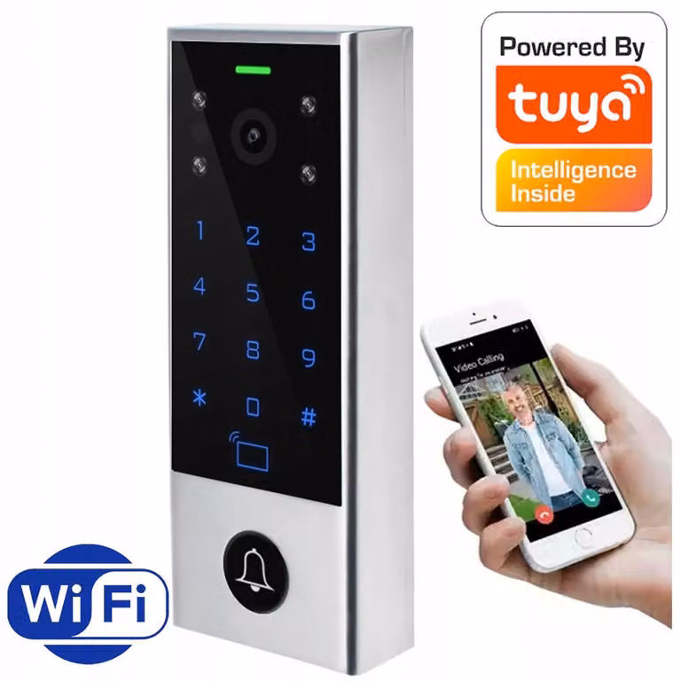 Sistema di intercomunicazione video, serratura elettronica con codice, scheda RFID, apertura del cancello, registrazione su scheda SD, Wi-Fi TUYA