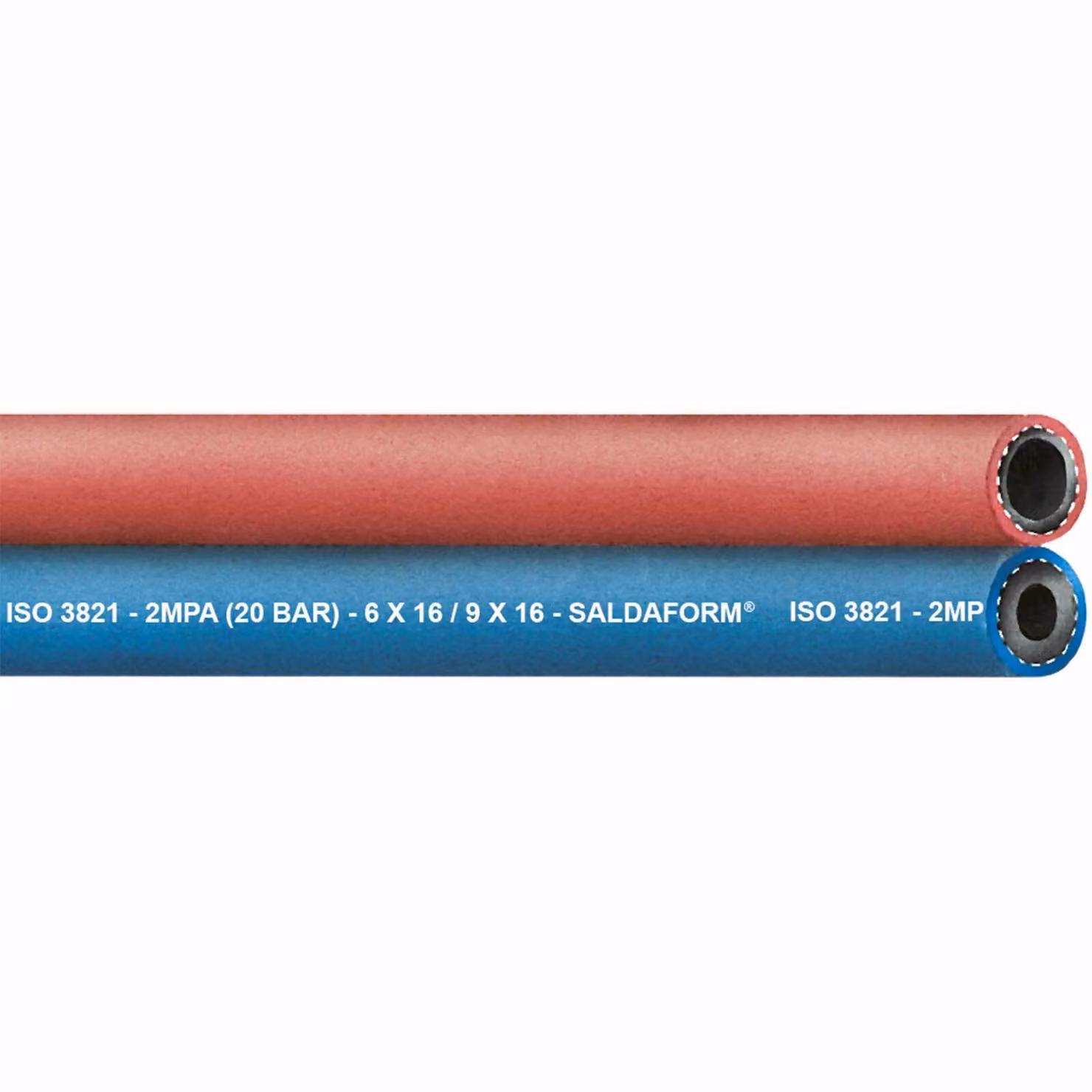 Tubo doppio Saldaform per applicazioni di saldatura ossitaglio acetilene e ossigeno 6 mm x 6 mm - rotolo 50 metri