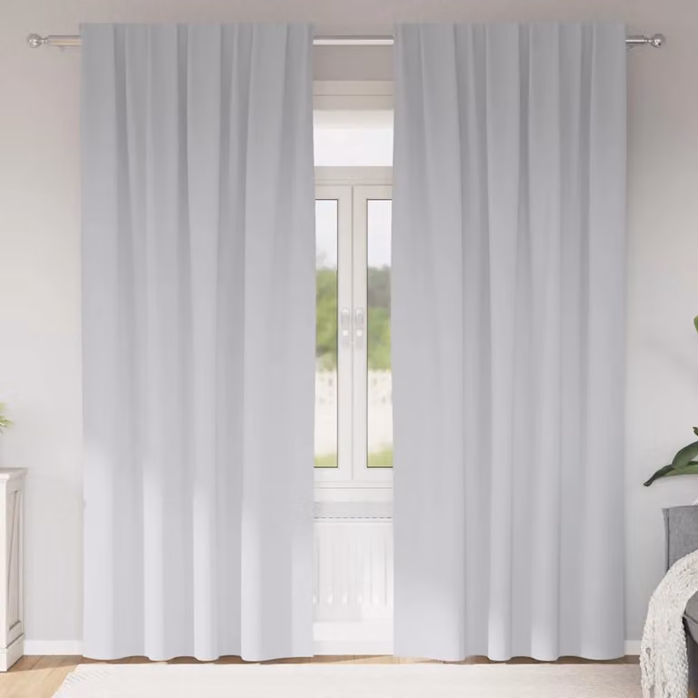 Set di 2 tende blackout vidaXL con anelli in poliestere, colore grigio, H: 260 cm x L: 140 cm