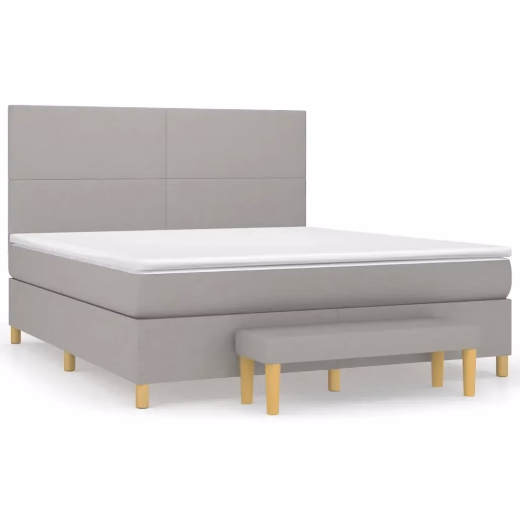 vidaXL Letto Ibrido con Giroletto a Molle e Materasso in Tessuto Grigio e Bianco, L/P/H: 180 x 200 x 128 cm – 2