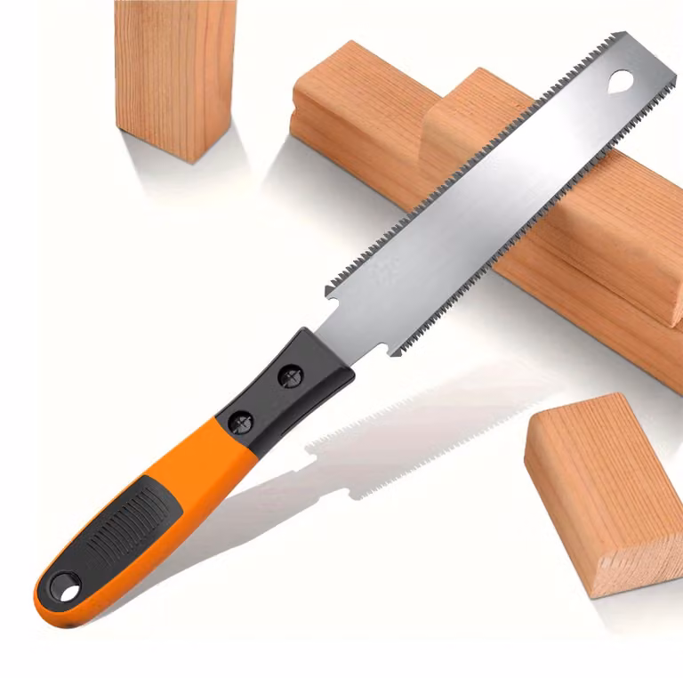 Seghetto giapponese, piccolo, a doppia lama, per tagli di precisione, lunghezza 240 mm, con impugnatura antiscivolo, ideale per lavori in legno