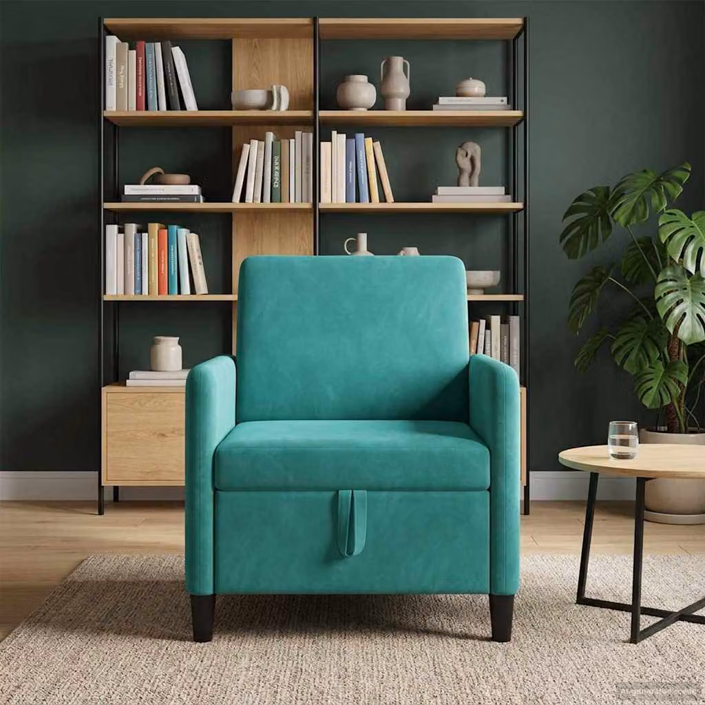 vidaXL Divano Moderno con Contenitore Turchese L: 72 cm, P: 78 cm, H: 87 cm