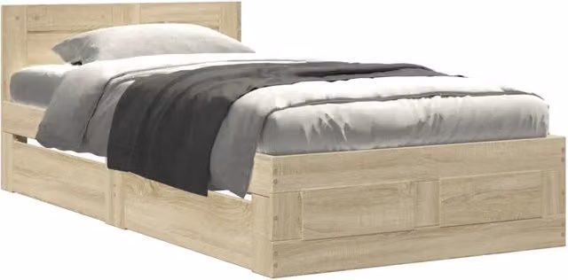 Letto singolo | Letto per adulti | Giroletto con Testiera Rovere Sonoma 90x190cm Legno Multistrato