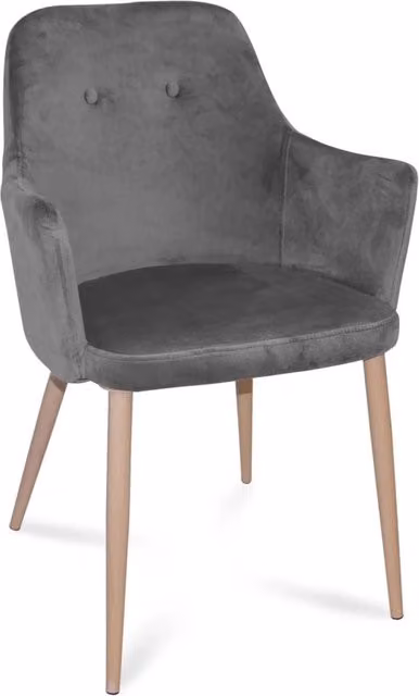 Poltrona Lounge Casa Thai S.L. in Velluto Grigio con Braccioli e Struttura in Metallo in Stile Vintage – 1