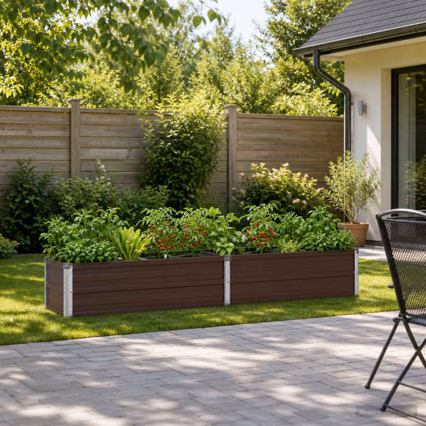 Letto rialzato da giardino vidaXL in metallo Corten, Marrone, L: 160 cm, P: 40 cm, H: 24 cm