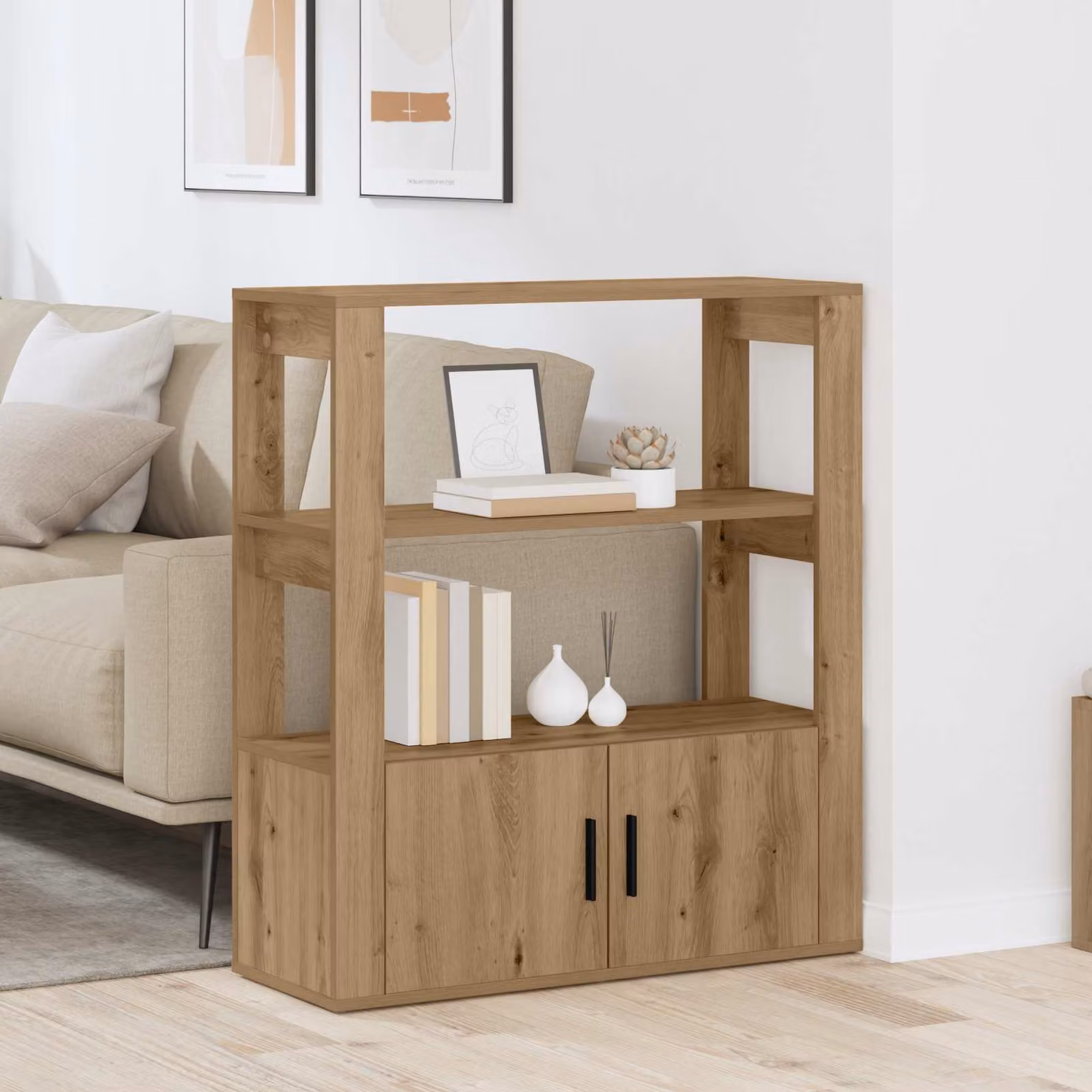Credenza artigianale vidaXL in legno marrone per soggiorno L: 80 cm, P: 30 cm, H: 90 cm