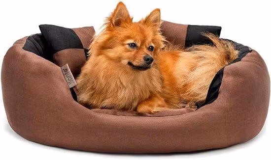 Cuccia per cani Famanu 4-in-1 con cuscino reversibile - realizzata in resistente tessuto Oxford - antigraffio - 65x50 cm - idrorepellente - nera/marrone