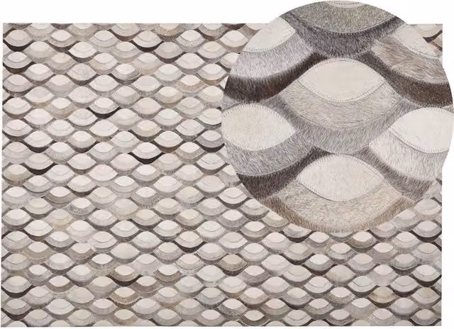 Tappeto in pelle bovina BELIANI con motivo patchwork retro beige e marrone L 200 cm x P 140 cm