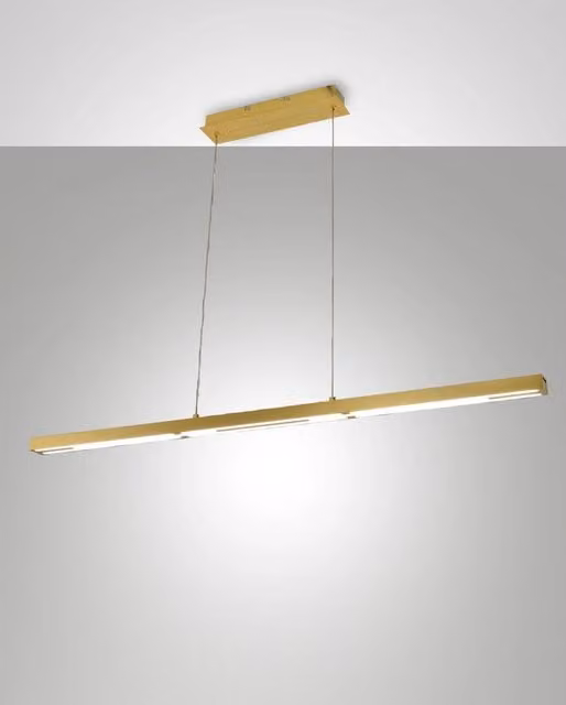 Lampada a Sospensione LED Ling 40W 4800lm 3000K, Struttura in Metallo e Metacrilato Ottone Satinato, Classe 2, Dimmerabile - Ling Series