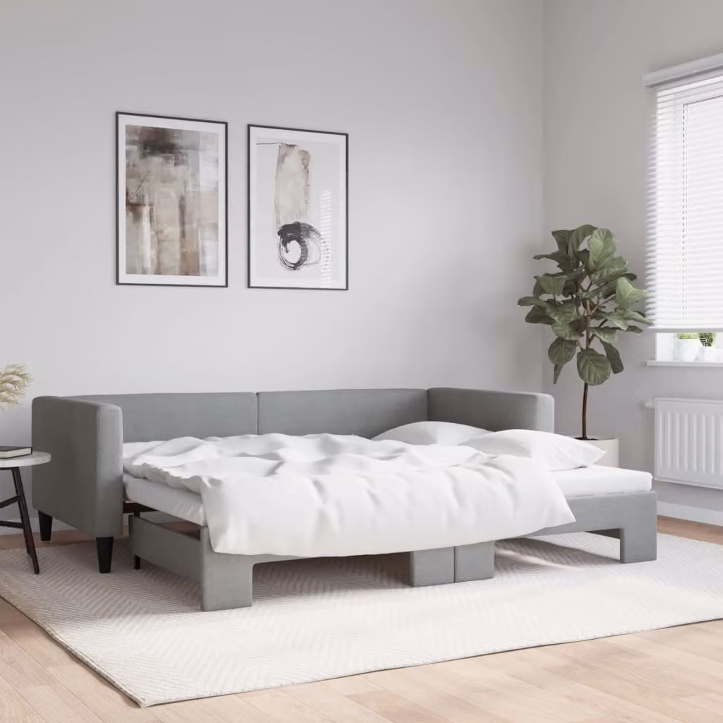 Divano Letto con Letto Estraibile vidaXL Grigio Chiaro in Tessuto