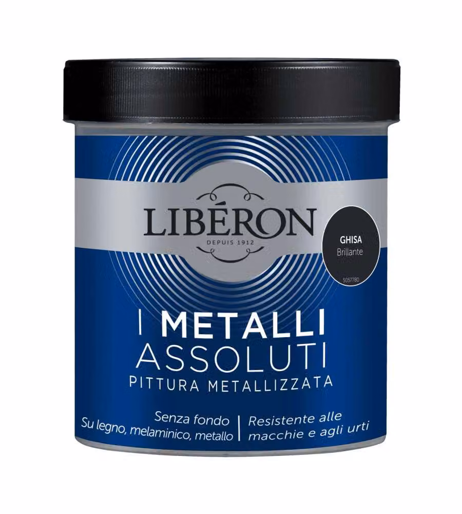 Libéron Pittura Metallizzata Ghisa Brillante 0,5 L - Decorazione Legno