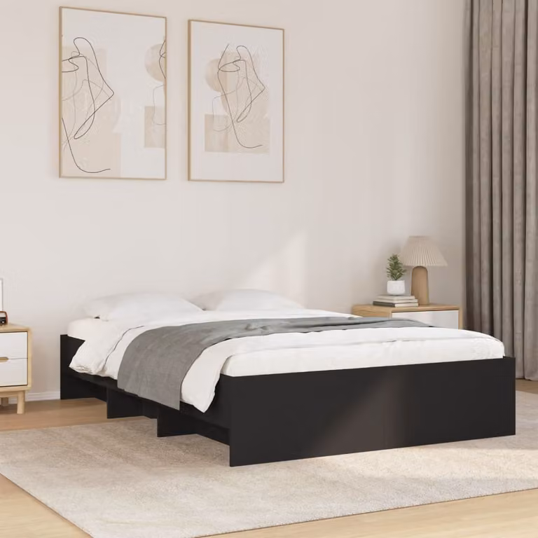 vidaXL Giroletto Moderno Nero in Legno con Doghe Fisse L: 138 cm, P: 35 cm, H: 193 cm