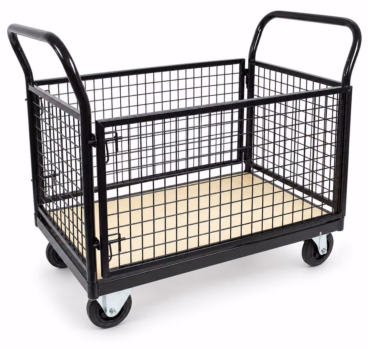 Carrello a griglia Carrello a piattaforma 500 kg 119x67x107 cm Carrello a quattro pareti Carrello di trasporto Carrello a griglia con freno