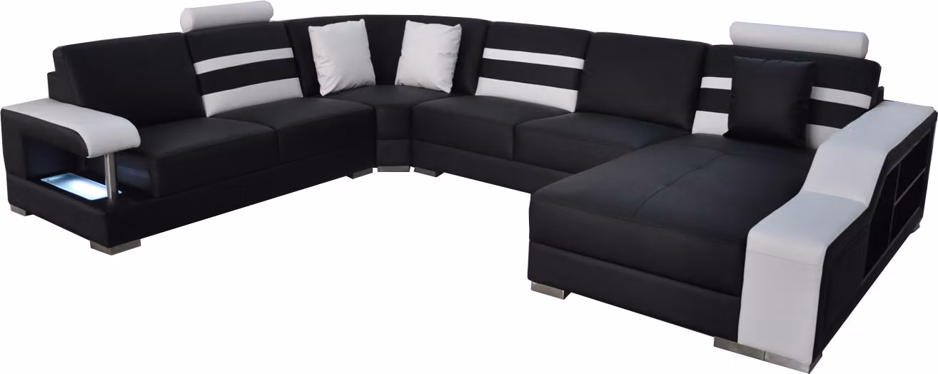 Eck Sofa mit USB Polster Sitz Leder Couch Sofas Couchen Garnitur Wohnlandschaft