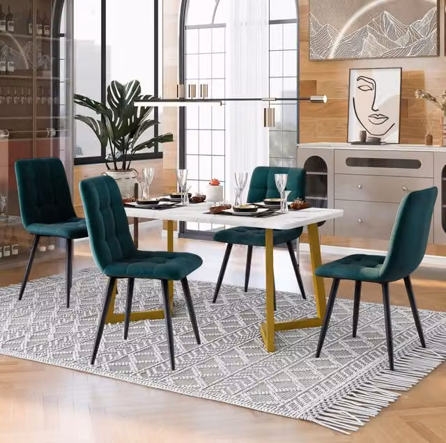 Set tavolo da pranzo con 4 sedie moderno; MDF; verde