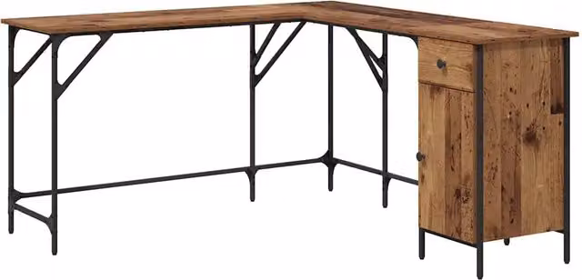 Scrivania angolare in legno marrone con piano regolabile in altezza per ufficio o casa L/P/H: 141 x 141 x 75 cm