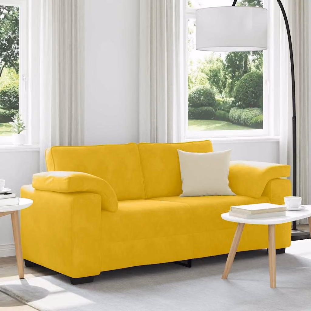 vidaXL Divano Divanetto Moderno in Velluto Giallo con Cuscini, L: 180 cm, P: 77 cm, H: 82 cm