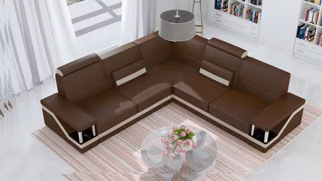 Ledersofa Eckcouch Sofa + USB Poster Eckgarnitur Sofas Leder Garnitur