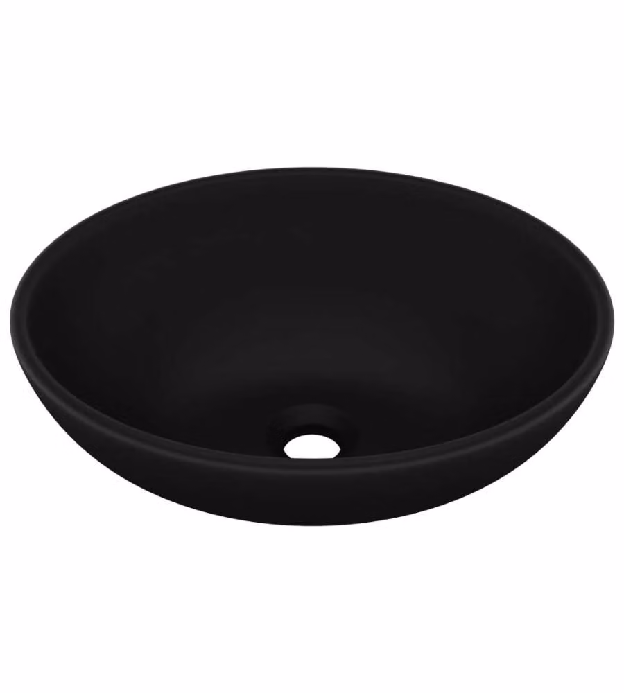 vidaXL Lavandino Ovale da Appoggio in Ceramica Nero Opaco L 40 cm x P 33 cm x H 13,5 cm – 2