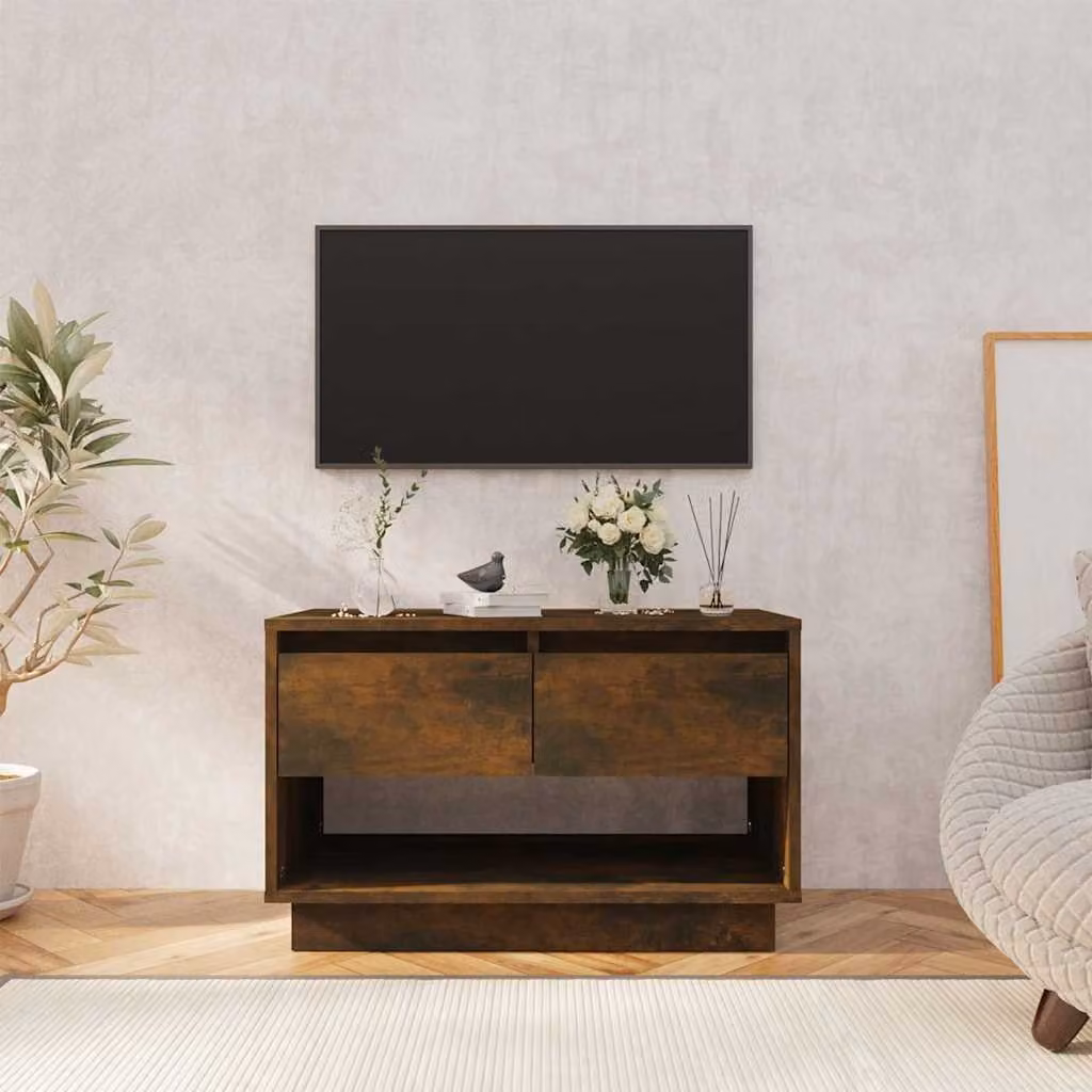 Mobile TV vidaXL in rovere fumo con ruote, L 70 cm x P 41 cm x H 44 cm