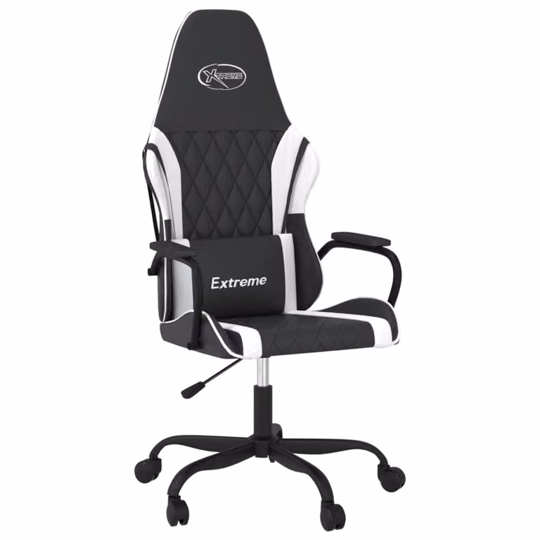 Sedia da Gaming Massaggiante Nera e Bianca in Pelle finta
