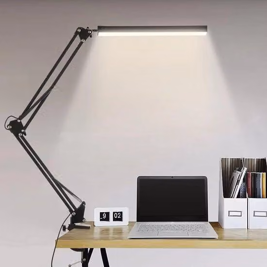 Lampada da scrivania a clip BIENSER con LED regolabile in metallo e alluminio, colore nero