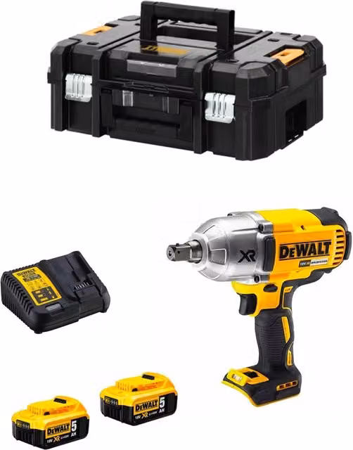 Avvitatore ad impulsi DeWalt DCF899P2T con 2 batterie ricaricabili da 5,0 Ah e sistema TSTAK II