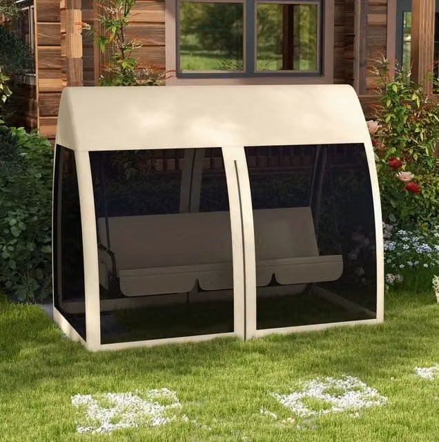 Altalena da giardino 3 posti 2 in 1 con funzione letto; baldacchino e zanzariera; caffè