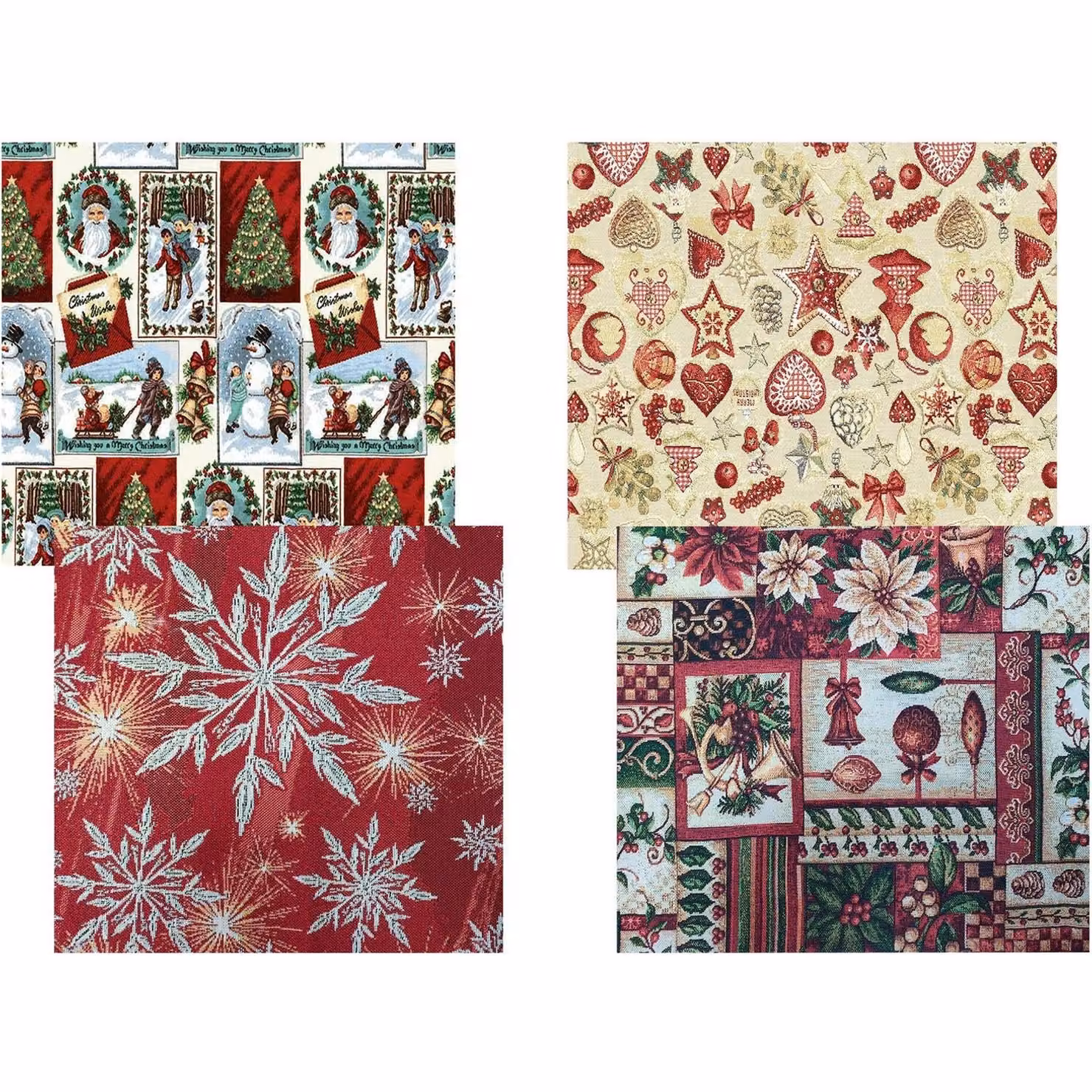 Tovaglia Antimacchia Vestiamo Casa Gran Natale con effetto Gobelin, motivo floreale rosso, L: 300 cm, P: 140 cm – 2