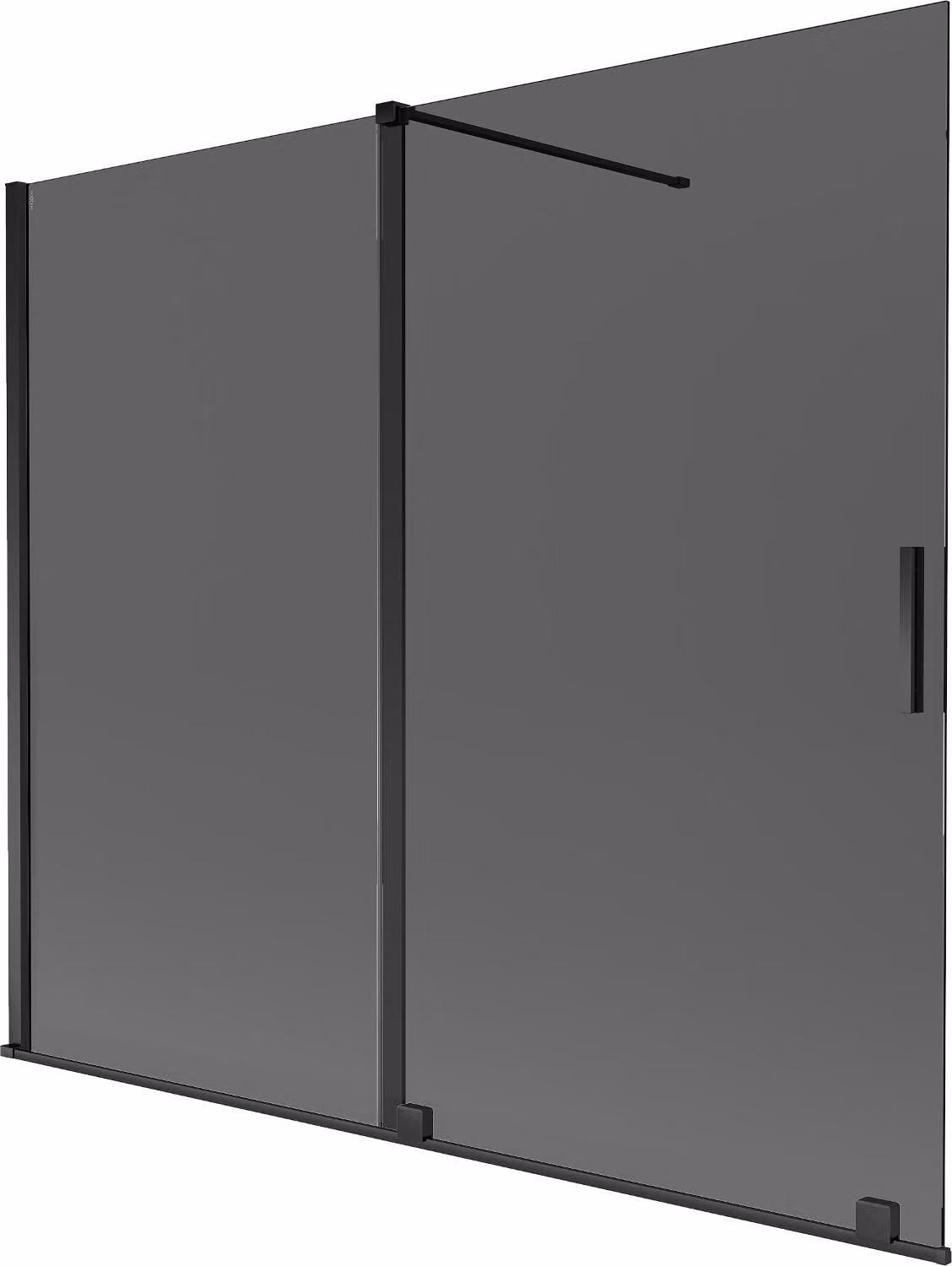 Mexen Velar paravento per vasca da bagno a 2 ante scorrevoli 180 x 150 cm, grafite, nero - 896-180-000-41-70