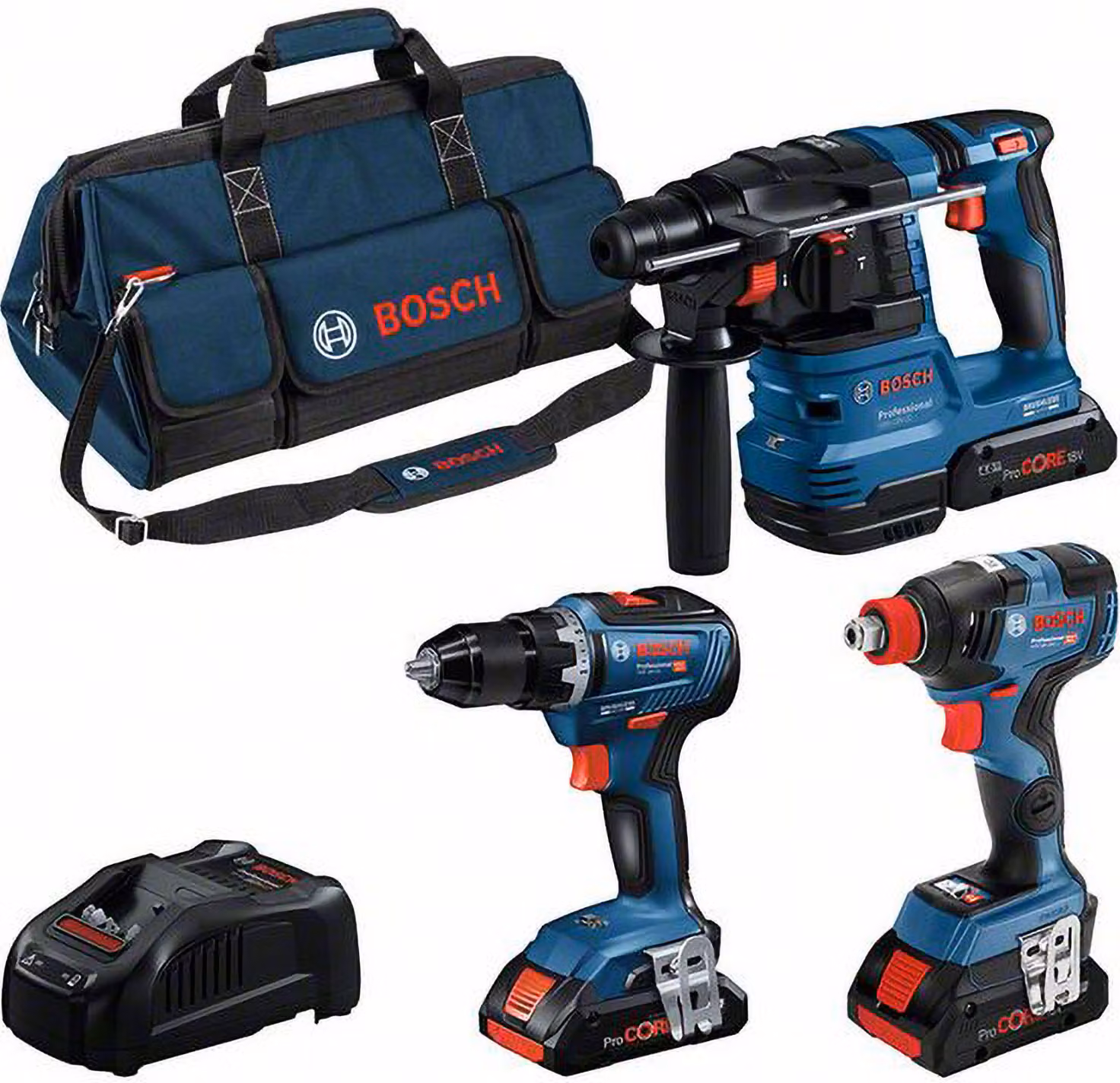 BOSCH Professional 0615A5003B BOSCH Professional Profi Set 18V Akku-Bohrhammer-Set 18,0 V, mit 3 Akkus