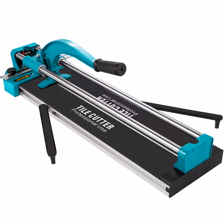VEVOR Taglierina manuale per piastrelle 35-600 mm, Tagliapiastrelle a doppia pista spessore di taglio 6-15 mm, Alluminio, Angolo regolabile 0-60 gradi, Posizionamento laser, Tavolo macchina mobile 7 kg