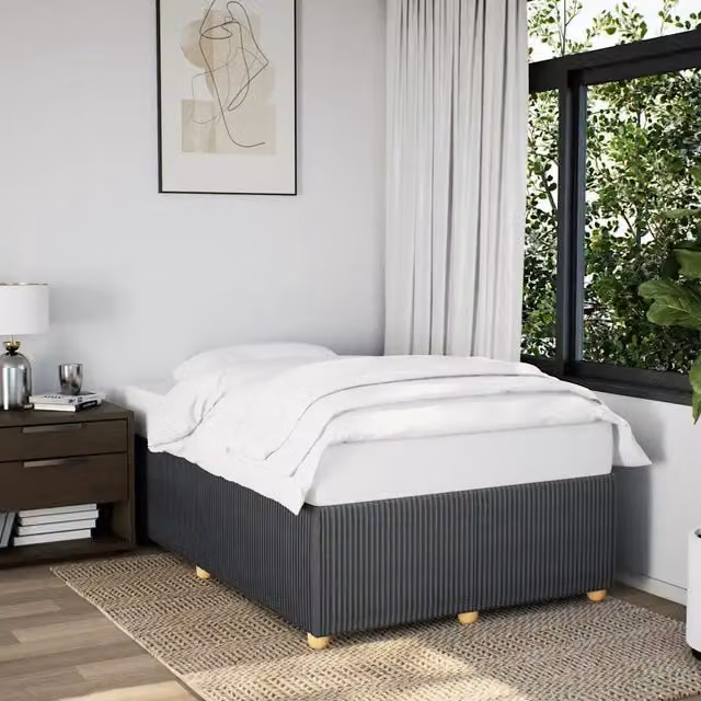 Giroletto senza Materasso-Struttura Letto Grigio Scuro 120x190 cm in Tessuto 109375