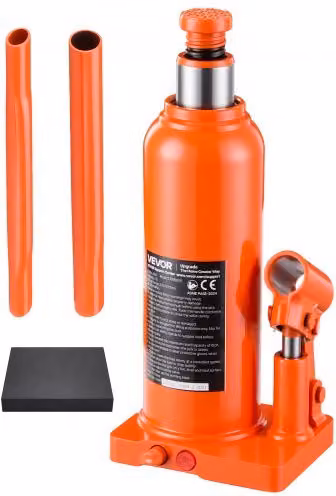 VEVOR Cric Idraulico a Bottiglia Carico 6 Tonnellate Auto Furgone Officina Corsa di Sollevamento da 220 a 430 mm, Martinetto Multidirezionale con Maniglia Lunga, Berline, SUV, Pick-up, Camion, Autobus