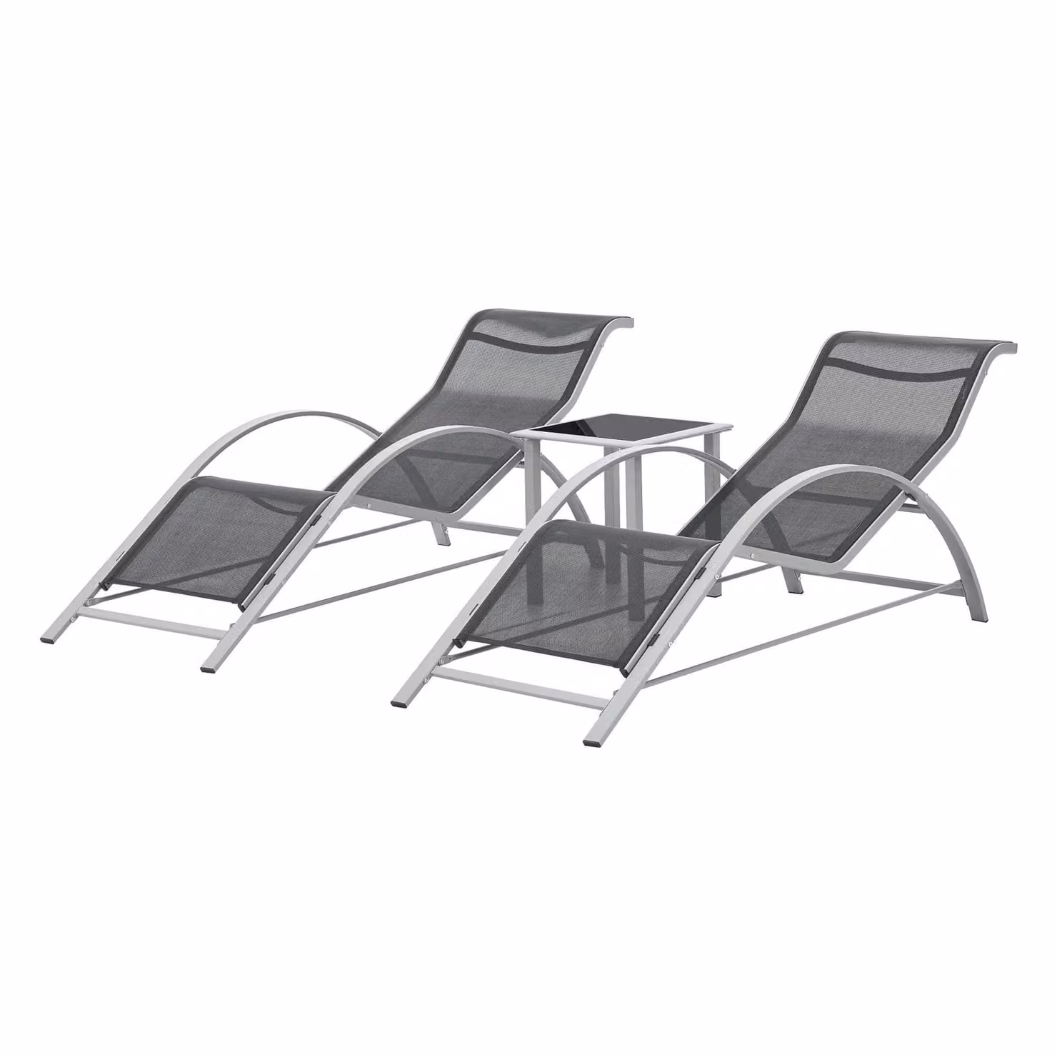 In And OutdoorSet da giardino Thalia - 3 pezzi - 2 lettini 1 tavolo - Grigio e nero - Look elegante