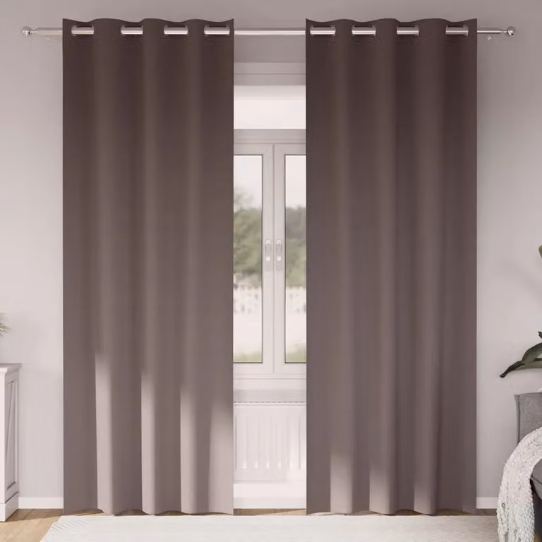 Set di 2 tende blackout vidaXL con anelli in poliestere, colore marrone, H: 260 cm x L: 140 cm
