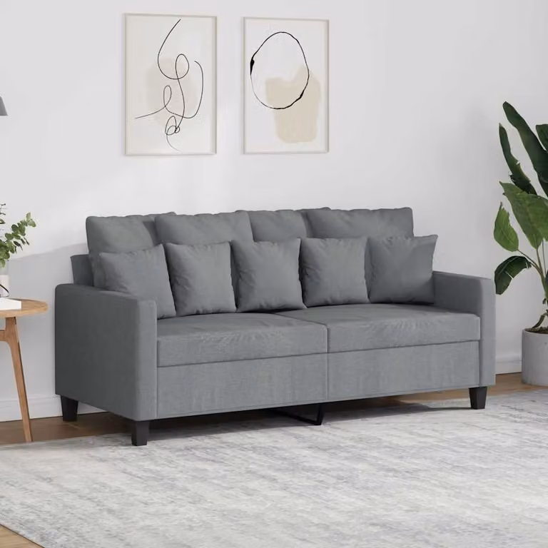 vidaXL Divano a 2 Posti Moderno in Tessuto Grigio con Struttura in Metallo