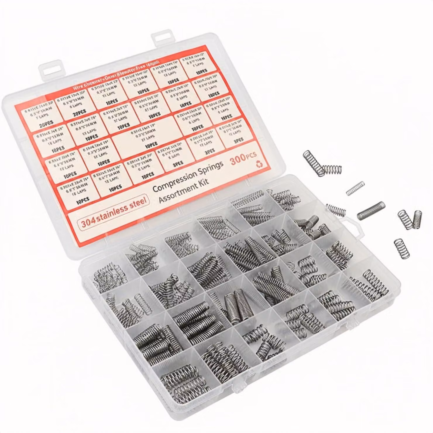 Set di molle a compressione, 300 pezzi, 23 dimensioni, acciaio inossidabile