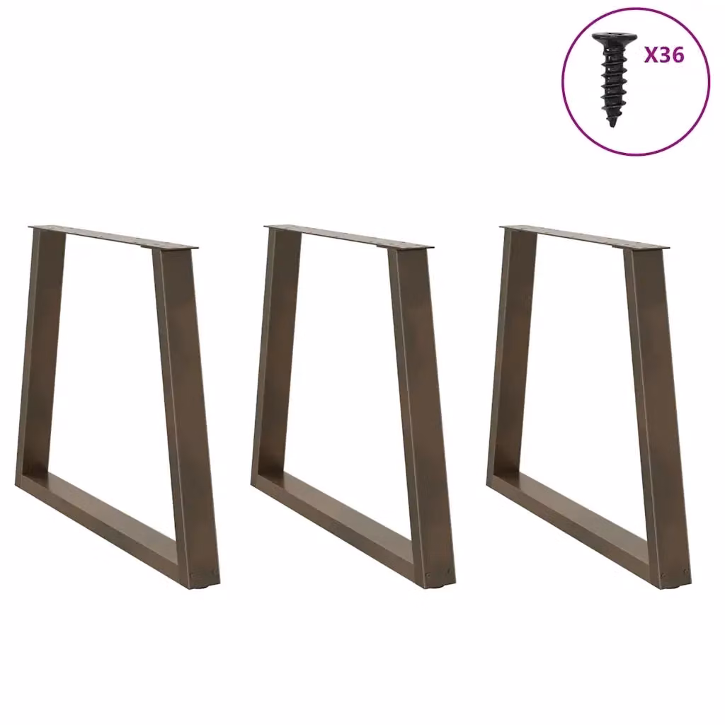 Set di 3 gambe per tavolo da pranzo a forma di V vidaXL in metallo color argento opaco, design moderno geometrico, Altezza: 70-73,3 cm