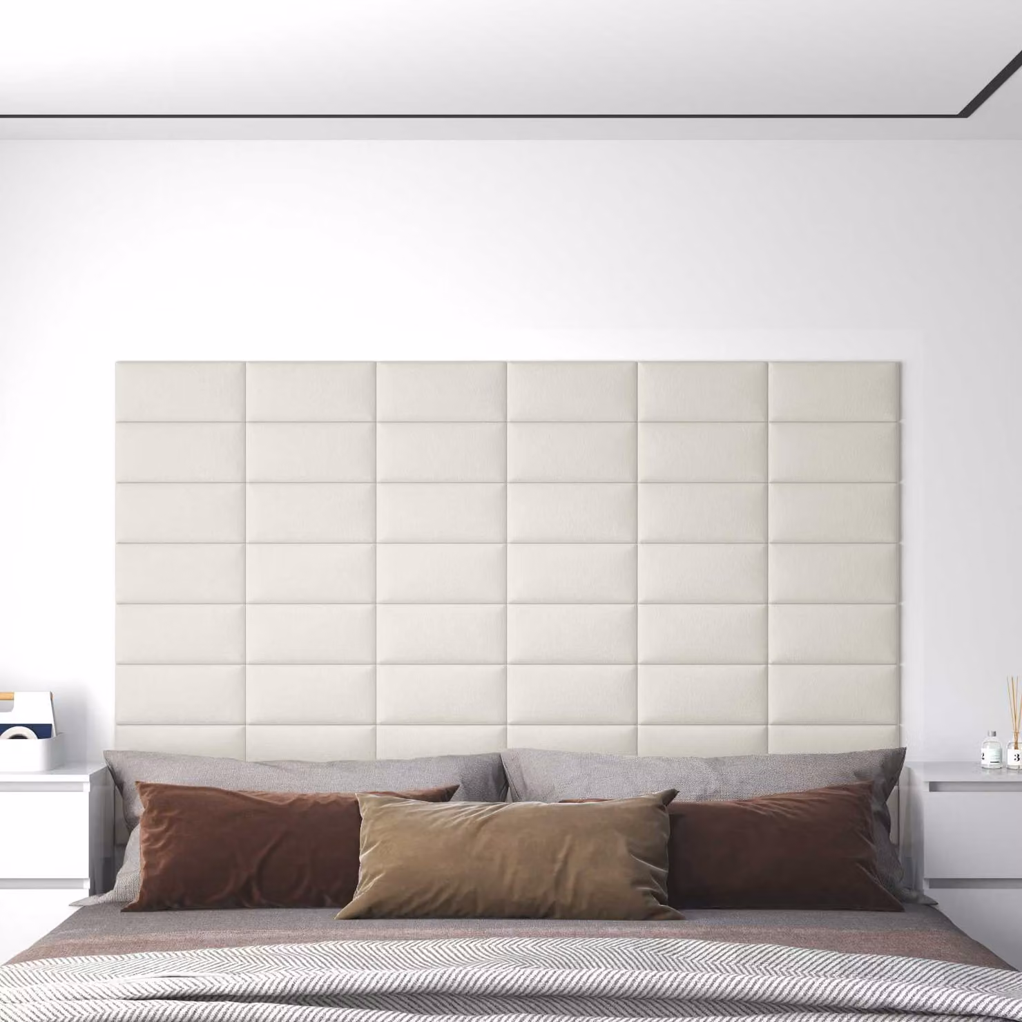 Testiera da parete vidaXL in velluto beige composta da 12 pannelli imbottiti in stile moderno