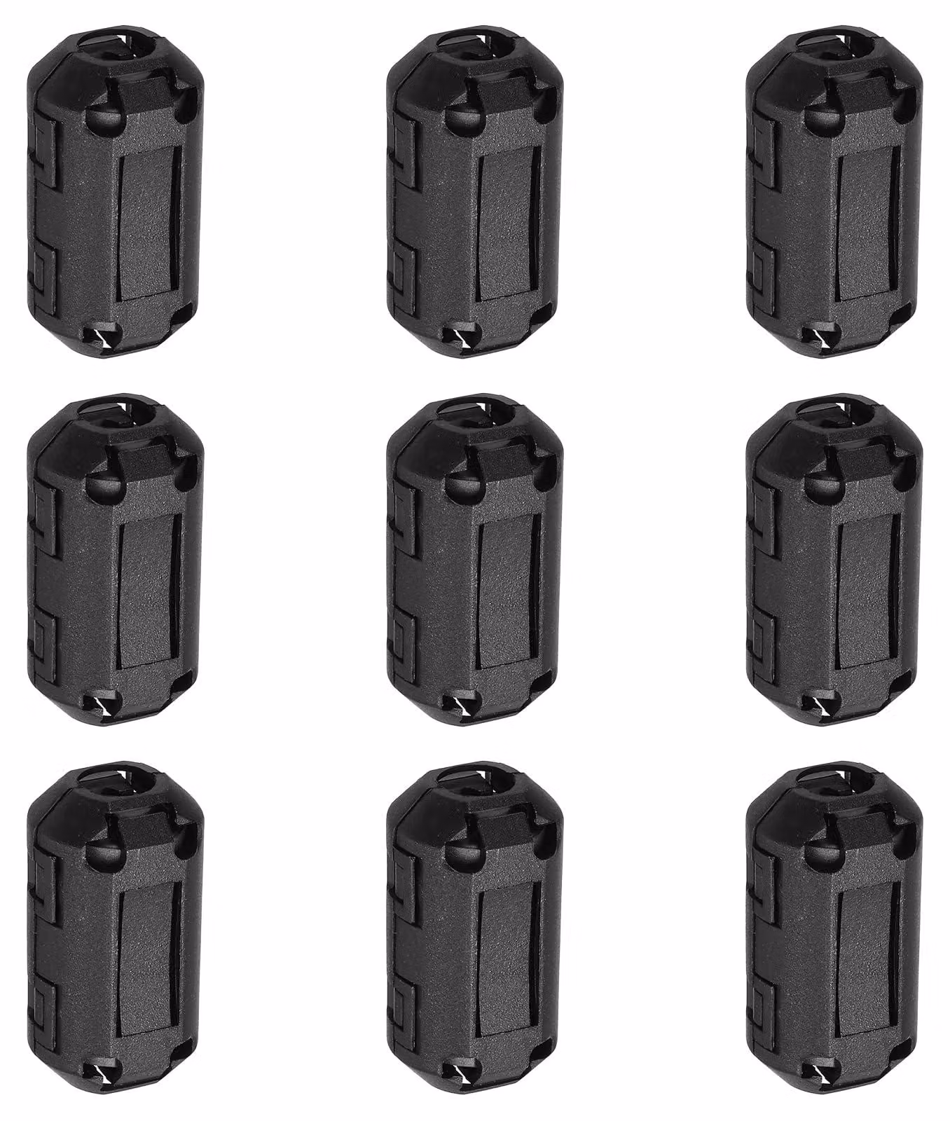 Set di 9 anelli ferromagnetici, diametro interno 7 mm, filtro EMI, colore nero