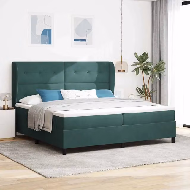 Letto ibrido con testiera in velluto verde vidaXL L/P: 200 x 200 cm, H: 280 cm – 1