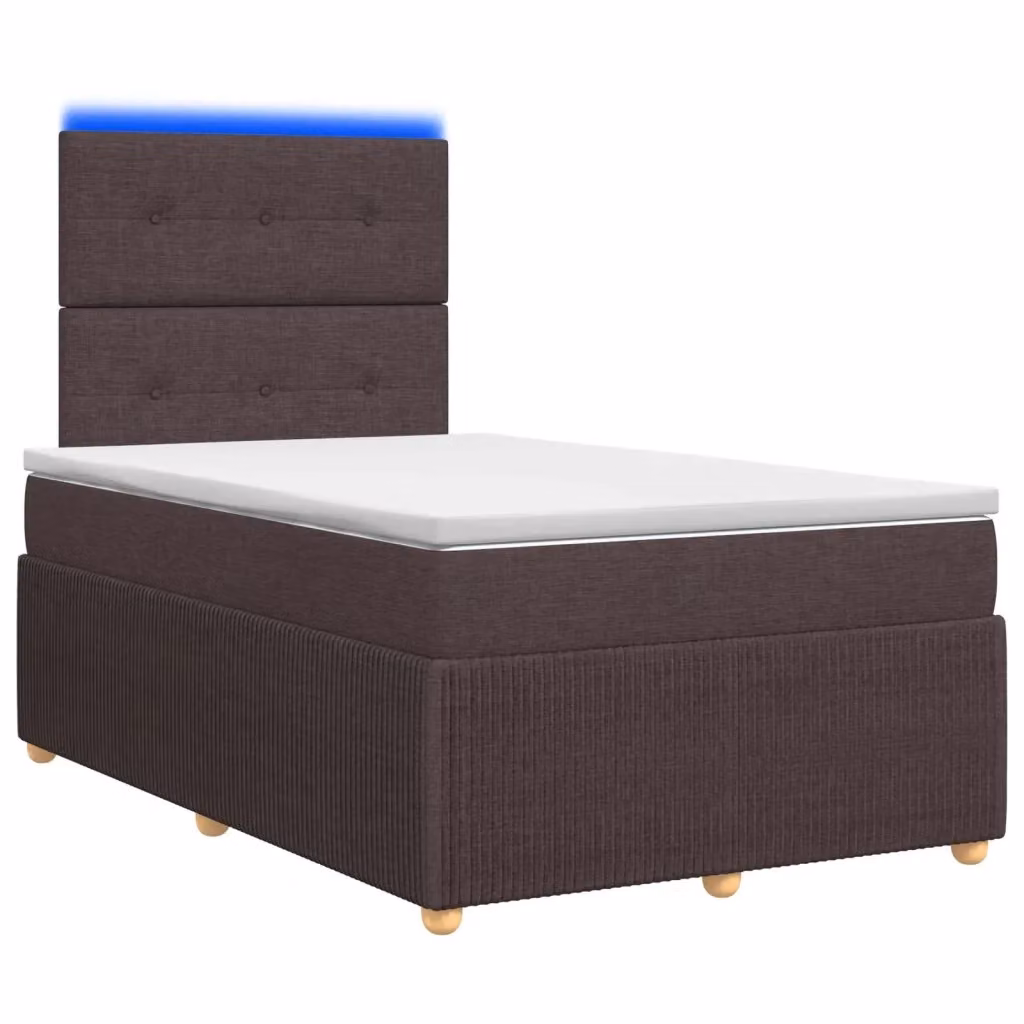 Letto Box Spring vidaXL con Materasso Ibrido e Illuminazione LED, Colore Marrone e Bianco, L/P: 120 x 200 cm – 2