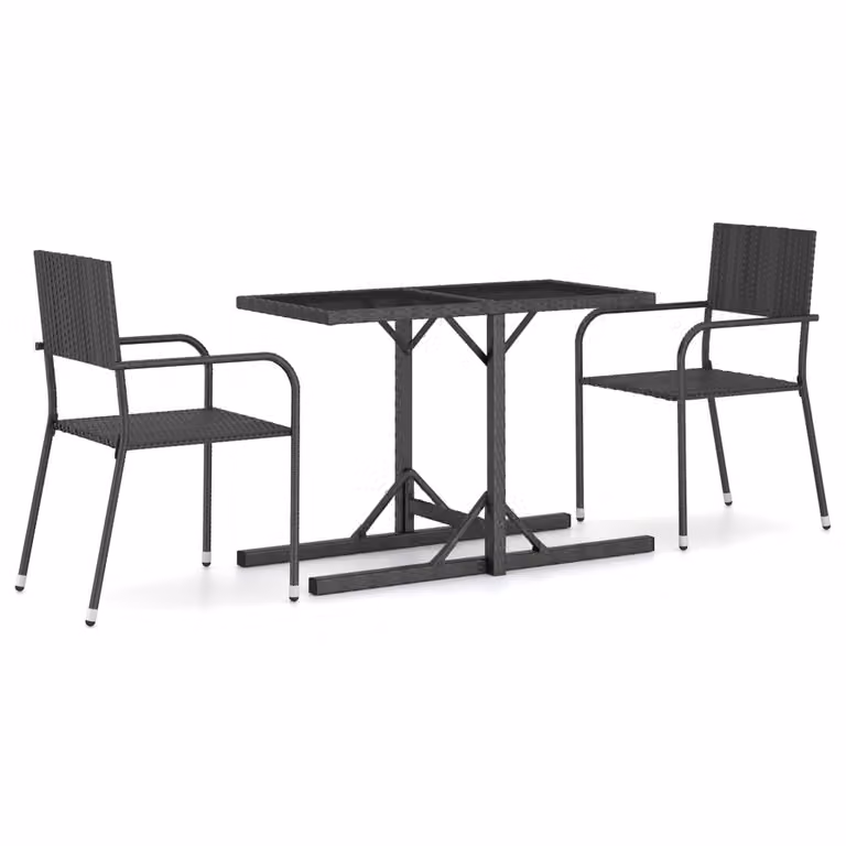 Set Mobili da Pranzo per Giardino 3 pz Nero