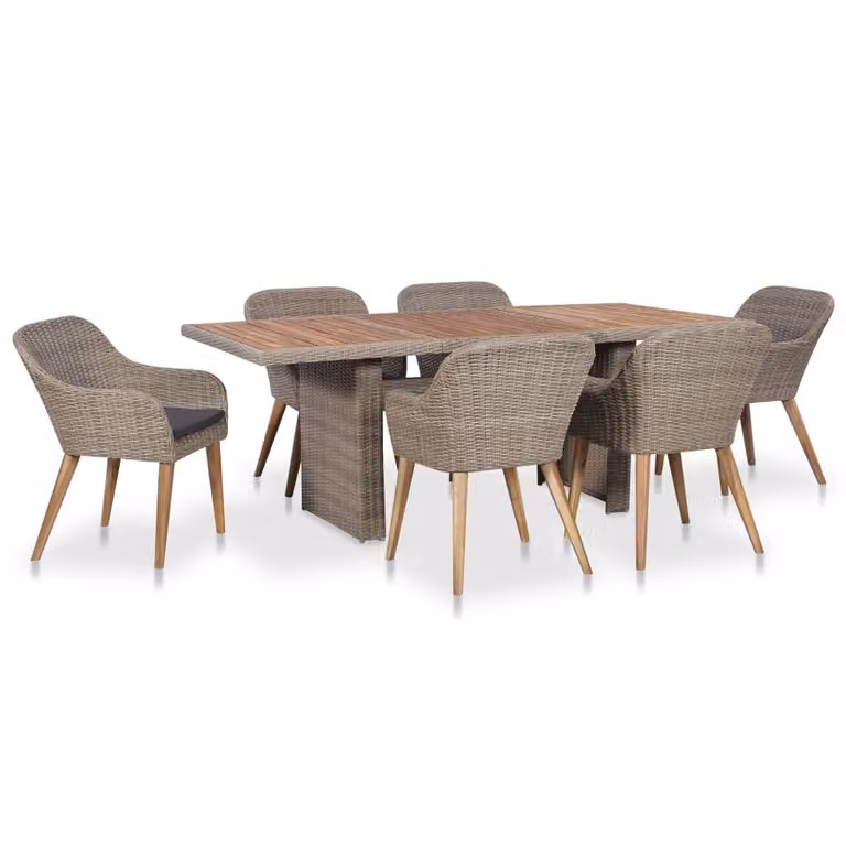 Maison Exclusive - Set da pranzo da giardino da 7 pezzi con cuscini in rattan sintetico
