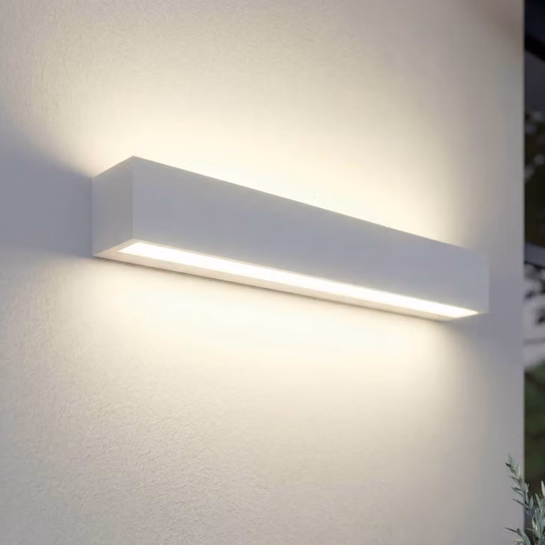 Applique da esterni a LED Lengo Lucande, Bianco / Opale, Alluminio, Moderno, Applique LED da esterni