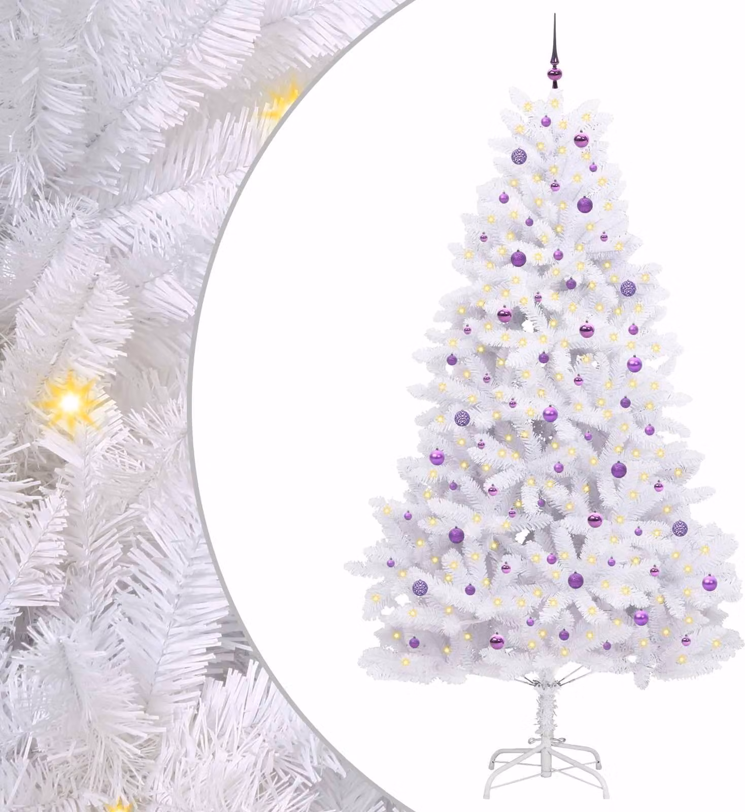 Albero di Natale Artificiale con Rami Pieghevoli Bianco 270 cm